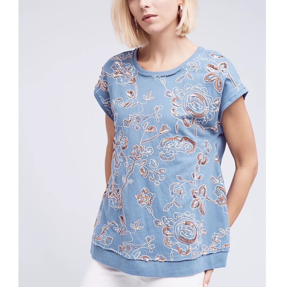 Akemi + Kin Anthropologie Hildie Sleeveless Sweatshirt Size XS Sequin Oversized